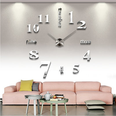 new arrival Quartz clocks fashion watches 3d real big wall clock rushed mirror sticker diy living room decor free shipping